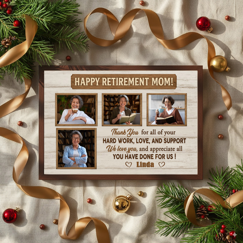 Mom's Retirement - Personalized Photo Collage Canvas Gift