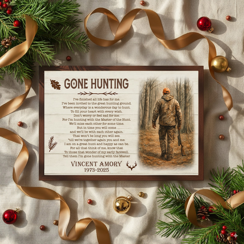 Personalized Gone Hunting Memorial Canvas Keepsake