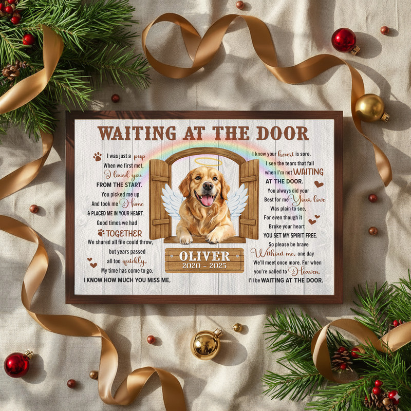 Heartfelt Pet Memorial Canvas - Dog Loss Keepsake, Waiting at Door