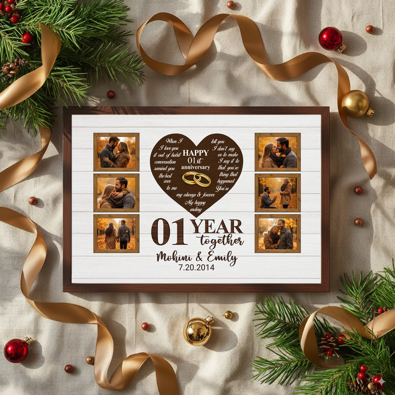 Milestone Photo Canvas - Rustic First Anniversary Gift for Couples