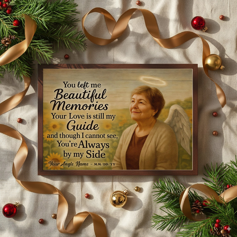 Personalized Sunflower Angel Mom Memorial Canvas Wall Art