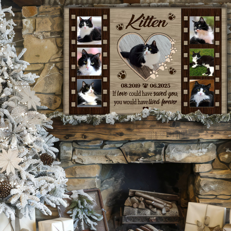 Farmhouse Cat Memorial Canvas - Personalized Photo Tribute