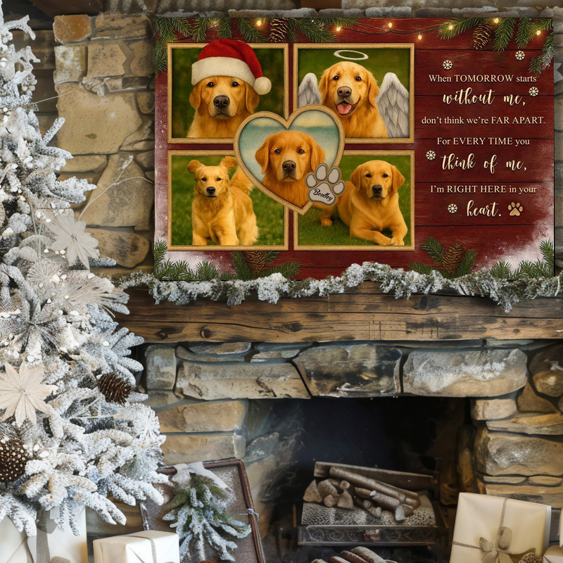 Custom Dog Memorial Photo Collage Christmas Canvas Custom Dog Memorial Photo Collage Christmas Canvas