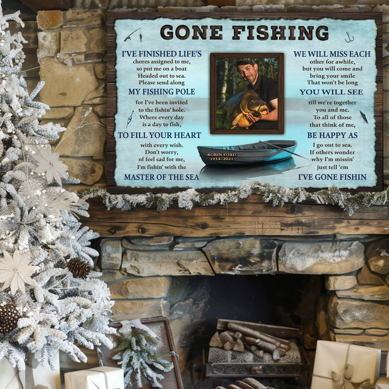 Memorial Fishing Canvas - Custom Photo Tribute for Loved Ones