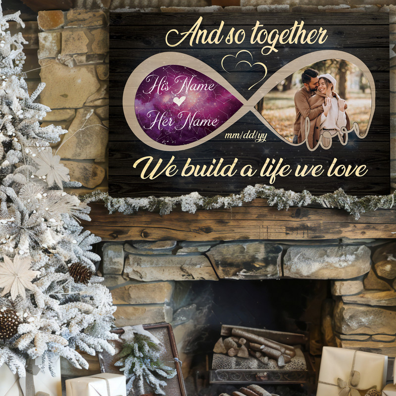 Custom Couple Photo Canvas Art - Infinity Love, Names & Date Gift