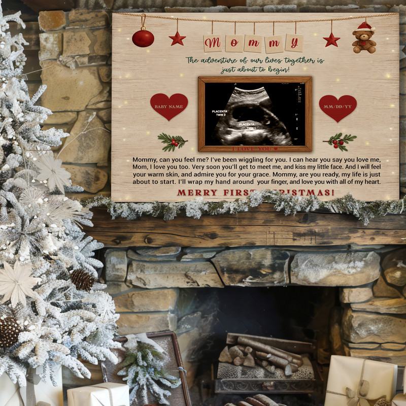 Baby's 1st Christmas Ultrasound Keepsake Canvas Gift