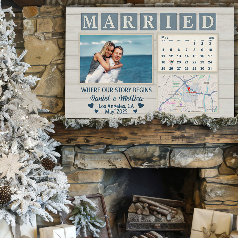 Our Story Begins - Personalized Wedding Date Map Canvas Gift