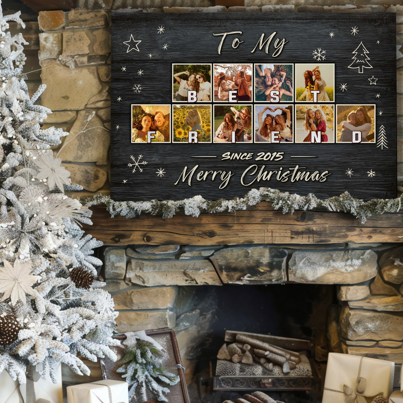 Heartfelt Personalized Photo Collage Canvas for Best Friends