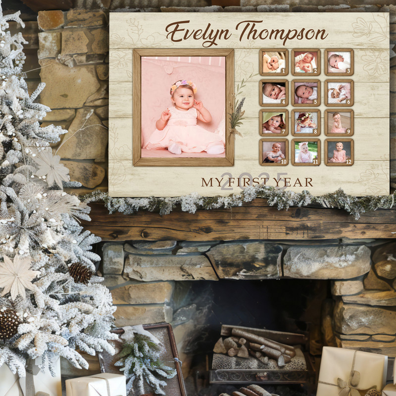 Baby's First Year Photo Collage Canvas Keepsake for 1st Birthday Baby's First Year Photo Collage Canvas Keepsake for 1st Birthday