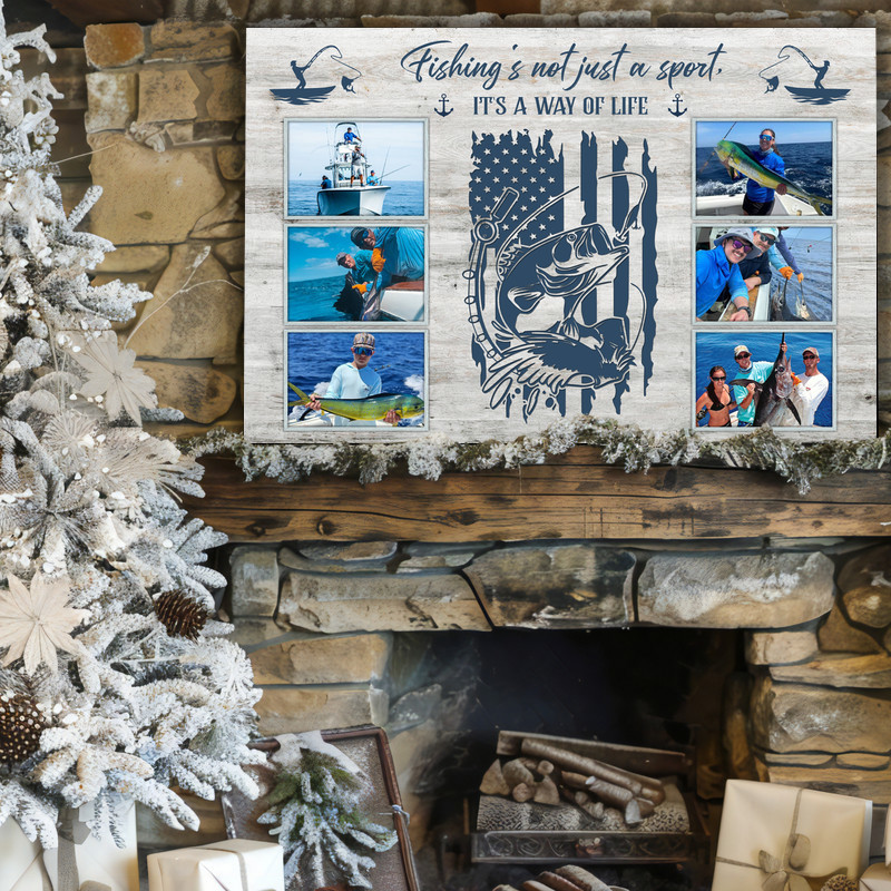 Father's Day Fishing Photo Gift - Custom Fisherman Canvas Art