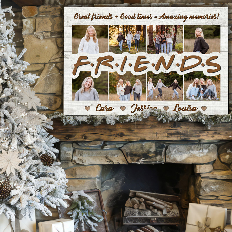 Bestie Photo Collage Canvas - Personalized Friend Gift for Her