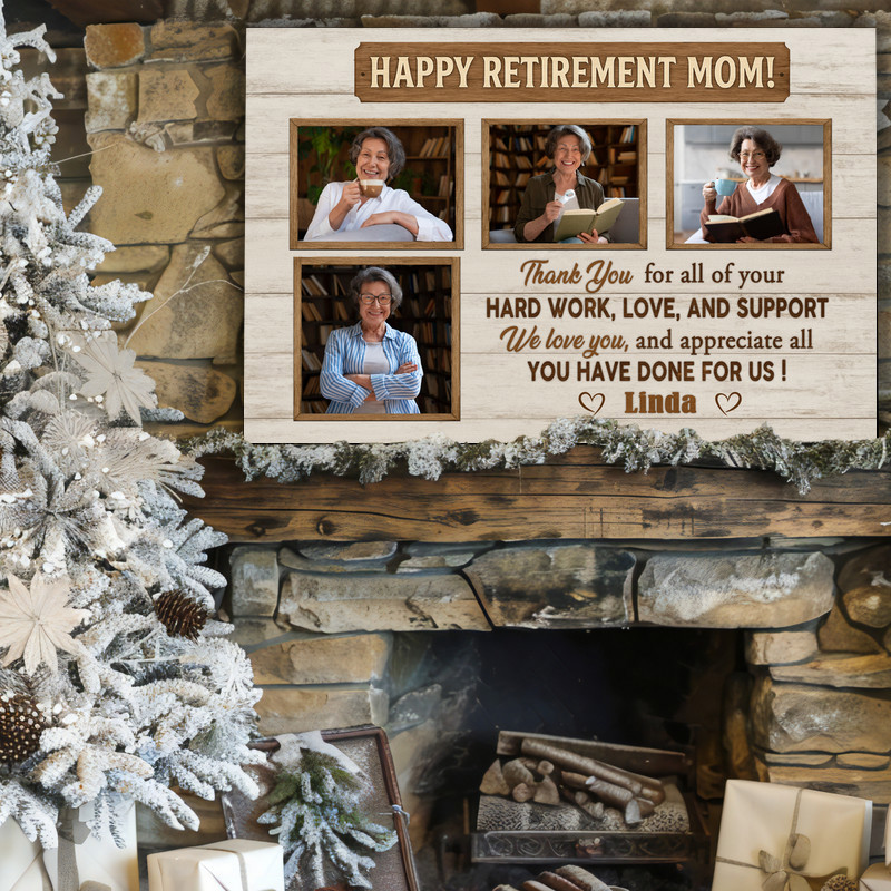 Mom's Retirement - Personalized Photo Collage Canvas Gift