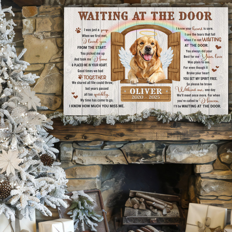 Heartfelt Pet Memorial Canvas - Dog Loss Keepsake, Waiting at Door