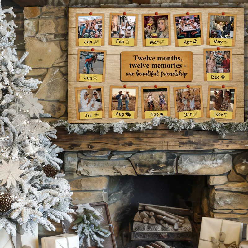 Heartfelt Bestie Photo Collage Canvas - Rustic Friendship Keepsake