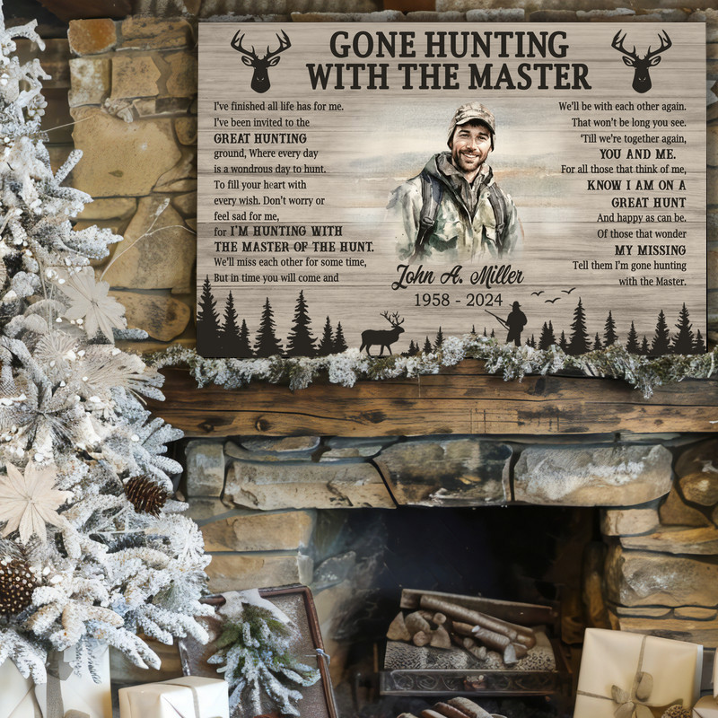 Gone Hunting Memorial Canvas - Personalized Keepsake Gift