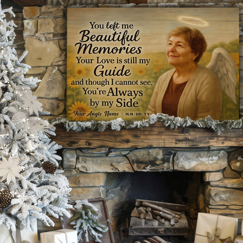Personalized Sunflower Angel Mom Memorial Canvas Wall Art