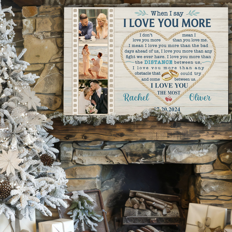 When I Say I Love You canvas wall art, landscape photo collage personalized with names, cozy coastal farmhouse wall decor When I Say I Love You canvas wall art, landscape photo collage personalized with names, cozy coastal farmhouse wall decor