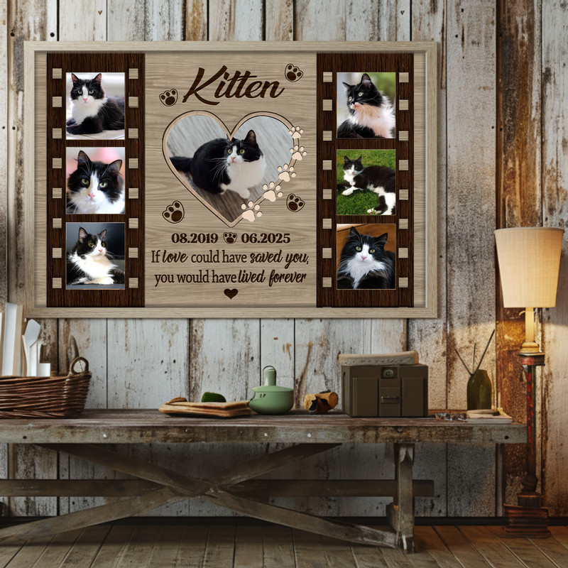 Farmhouse Cat Memorial Canvas - Personalized Photo Tribute