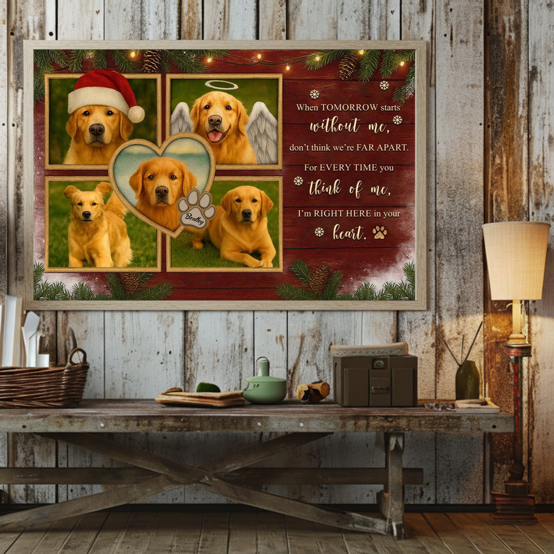 Custom Dog Memorial Photo Collage Christmas Canvas Custom Dog Memorial Photo Collage Christmas Canvas