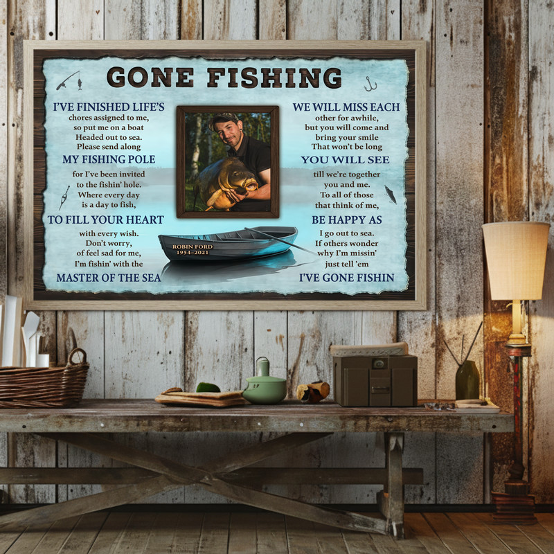 Memorial Fishing Canvas - Custom Photo Tribute for Loved Ones