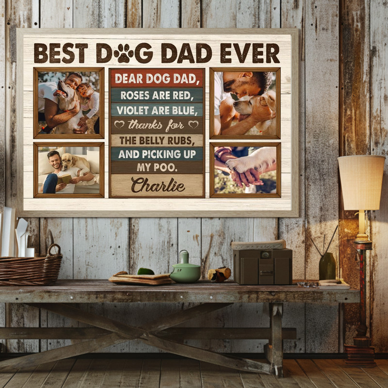 Best Dog Dad Ever canvas, rustic photo collage with your dog photos, durable gallery wrap for Father’s Day or dad’s birthday Best Dog Dad Ever canvas, rustic photo collage with your dog photos, durable gallery wrap for Father’s Day or dad’s birthday