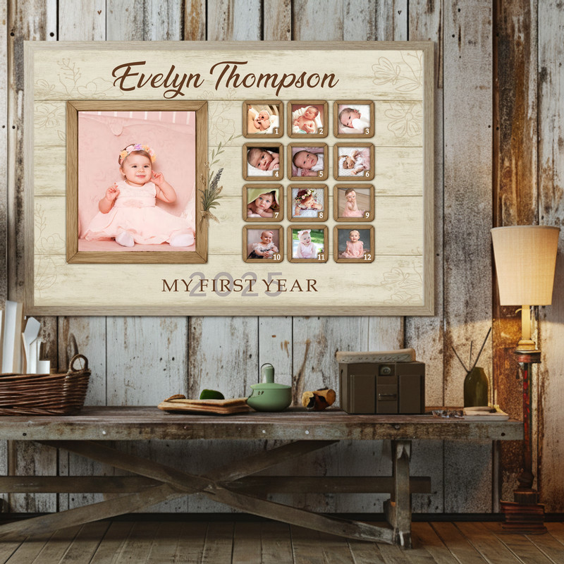 Baby's First Year Photo Collage Canvas Keepsake for 1st Birthday Baby's First Year Photo Collage Canvas Keepsake for 1st Birthday