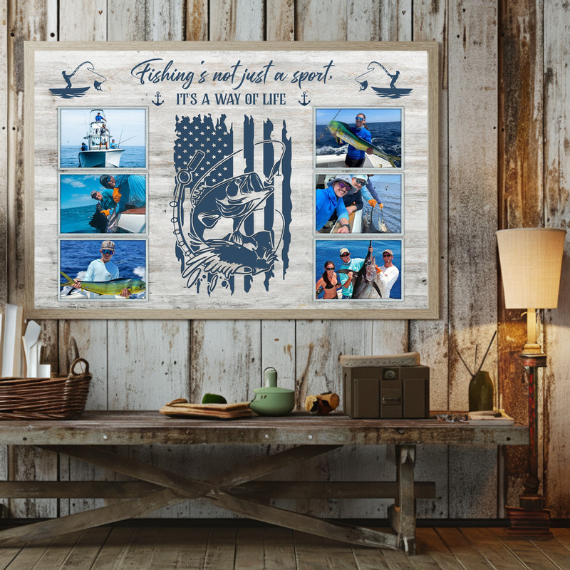 Father's Day Fishing Photo Gift - Custom Fisherman Canvas Art