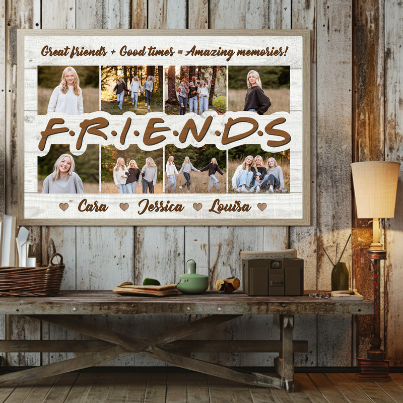 Bestie Photo Collage Canvas - Personalized Friend Gift for Her