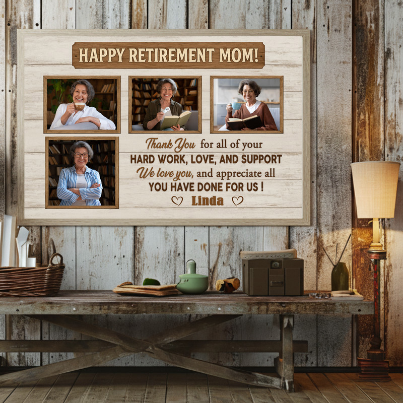 Mom's Retirement - Personalized Photo Collage Canvas Gift