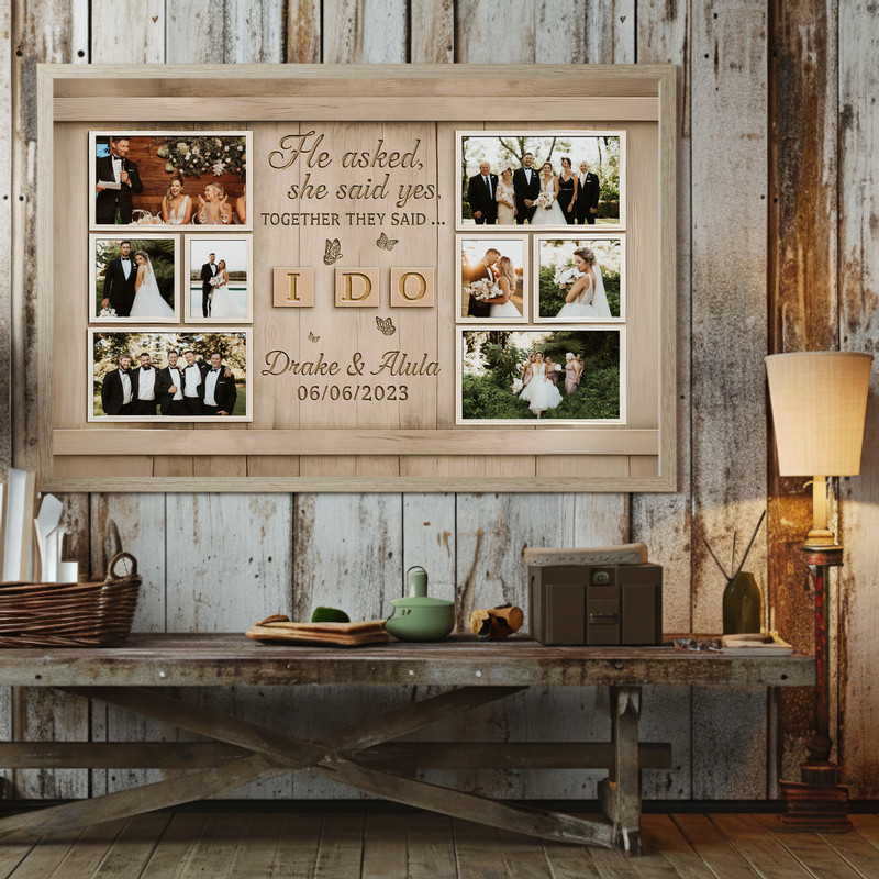 Custom Newlywed Photo Canvas - Wedding Keepsake Gift for Couples