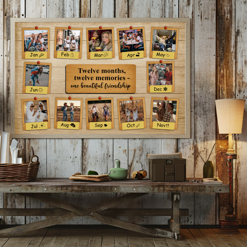 Heartfelt Bestie Photo Collage Canvas - Rustic Friendship Keepsake