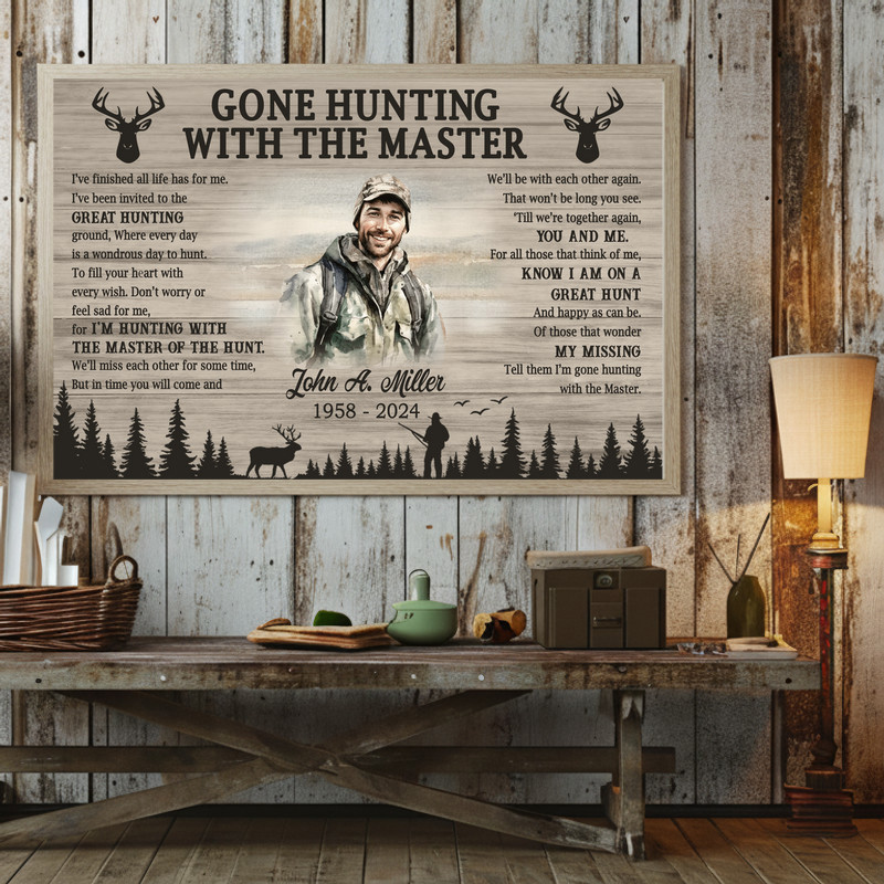 Gone Hunting Memorial Canvas - Personalized Keepsake Gift