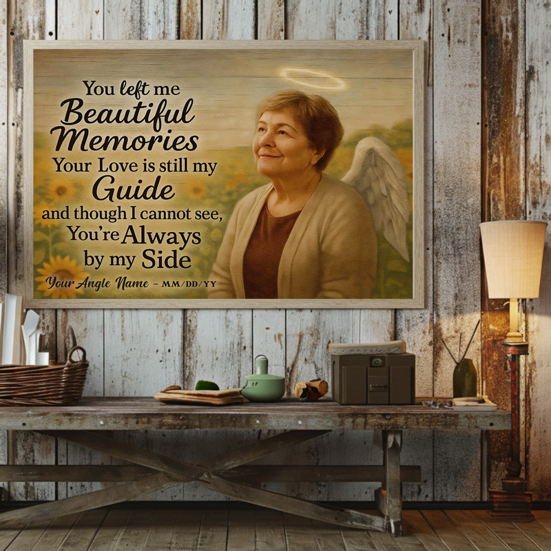 Personalized Sunflower Angel Mom Memorial Canvas Wall Art