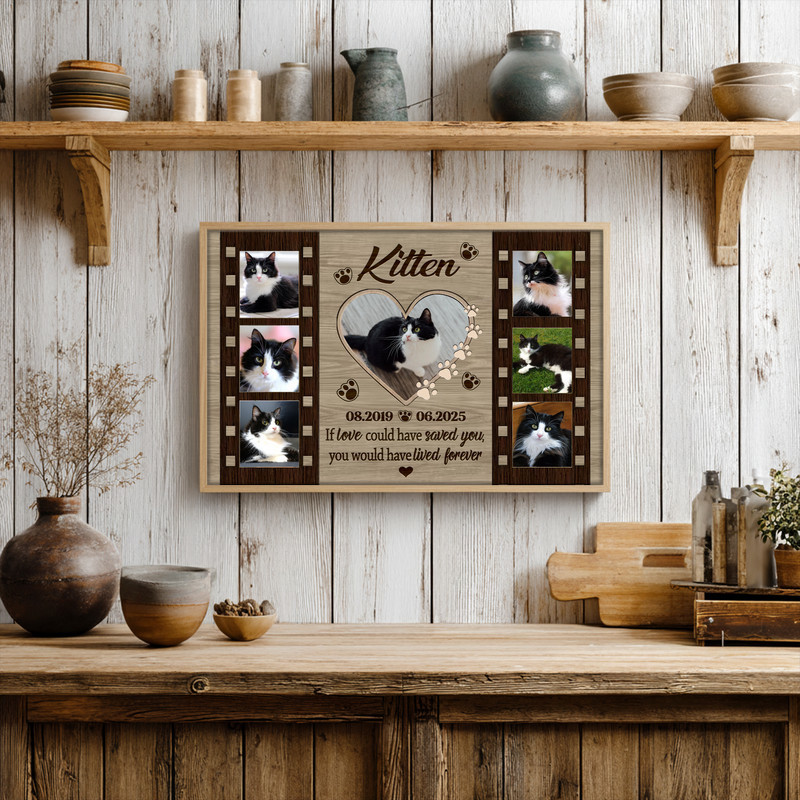 Farmhouse Cat Memorial Canvas - Personalized Photo Tribute