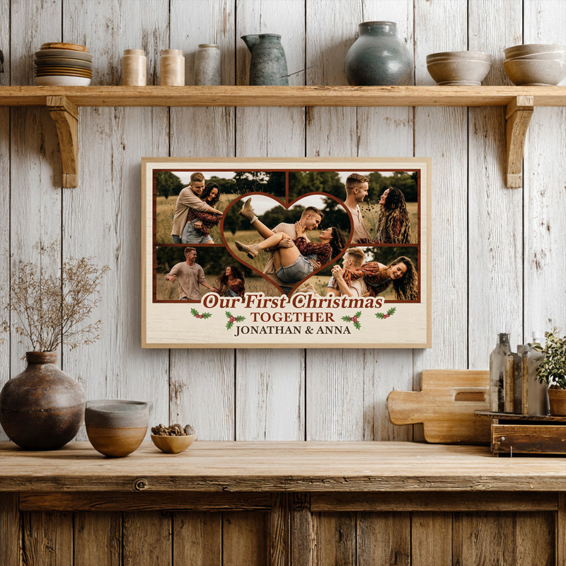 Milestone Canvas - First Christmas Photo Collage Anniversary Gift