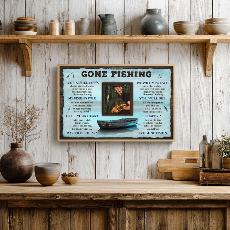 Memorial Fishing Canvas - Custom Photo Tribute for Loved Ones