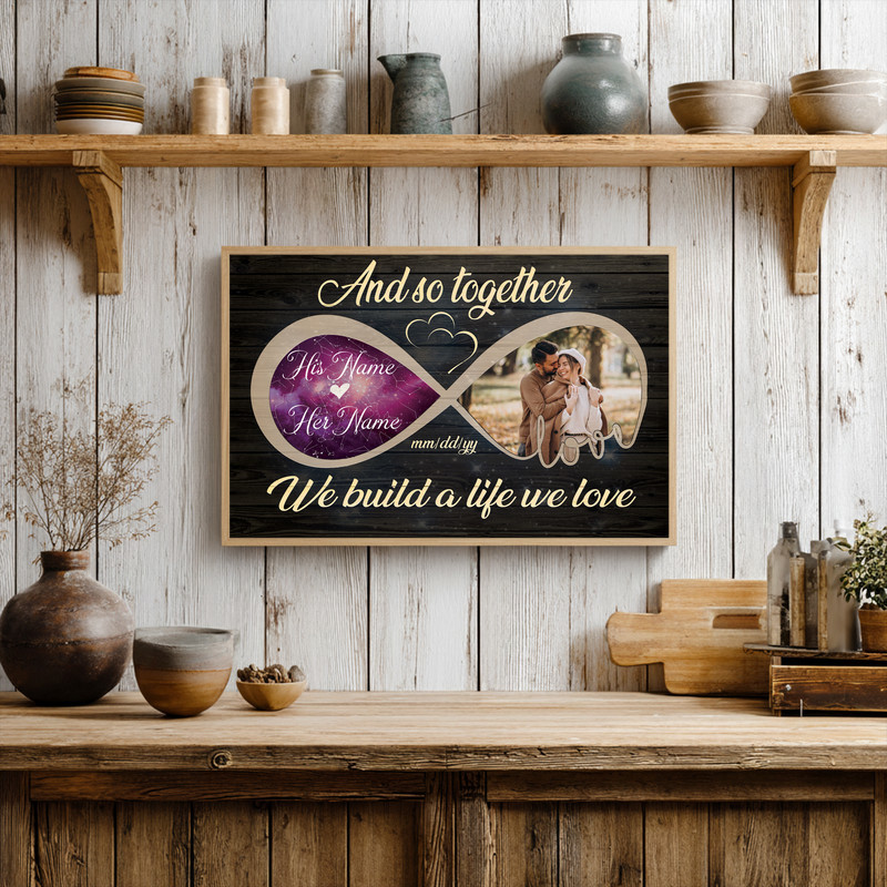 Custom Couple Photo Canvas Art - Infinity Love, Names & Date Gift