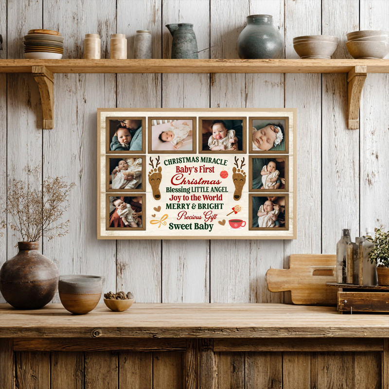 Personalized Baby's 1st Christmas Photo Keepsake Canvas Art