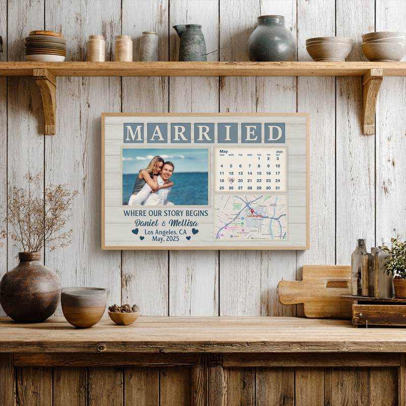 Our Story Begins - Personalized Wedding Date Map Canvas Gift