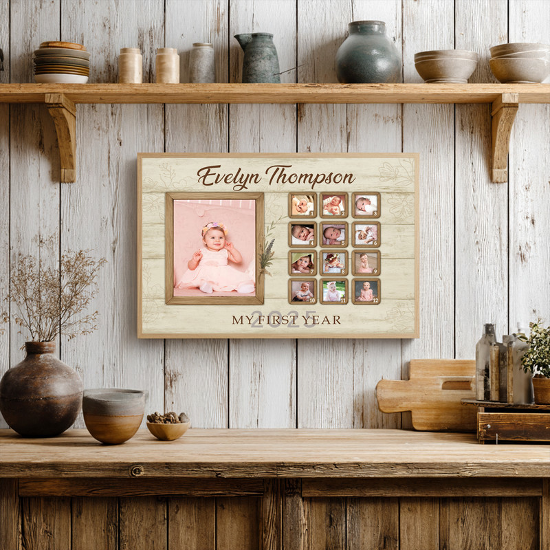 Baby's First Year Photo Collage Canvas Keepsake for 1st Birthday Baby's First Year Photo Collage Canvas Keepsake for 1st Birthday