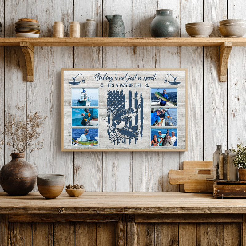 Father's Day Fishing Photo Gift - Custom Fisherman Canvas Art