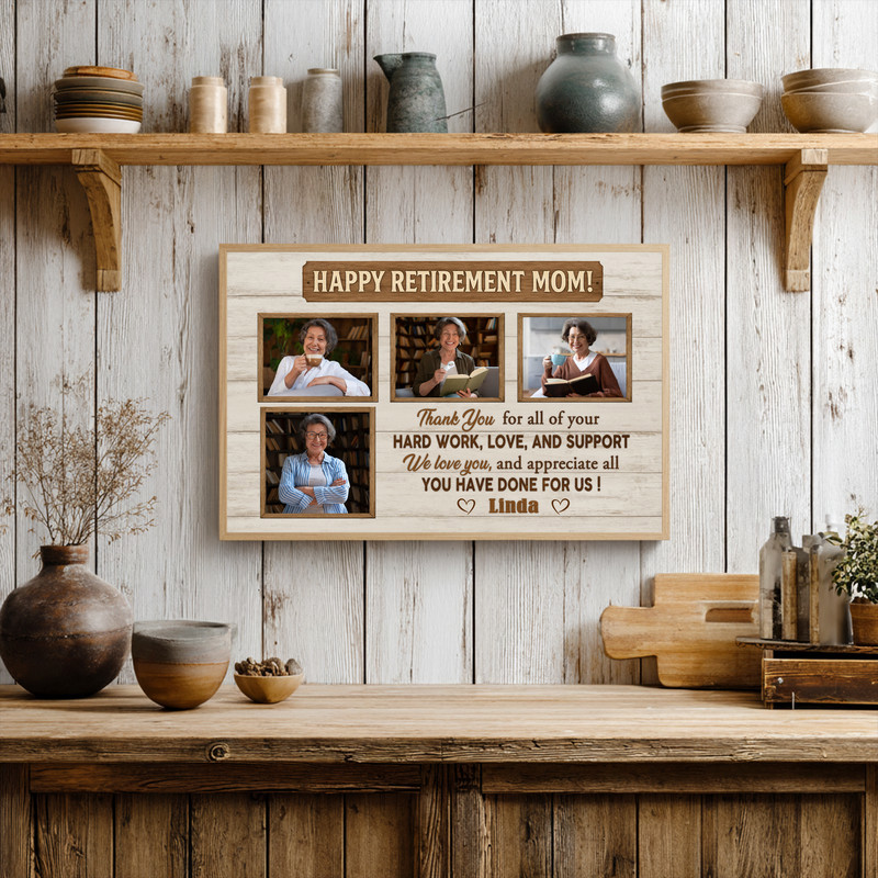 Mom's Retirement - Personalized Photo Collage Canvas Gift