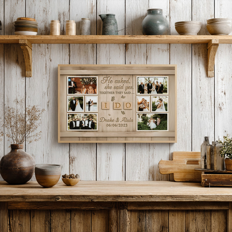 Custom Newlywed Photo Canvas - Wedding Keepsake Gift for Couples