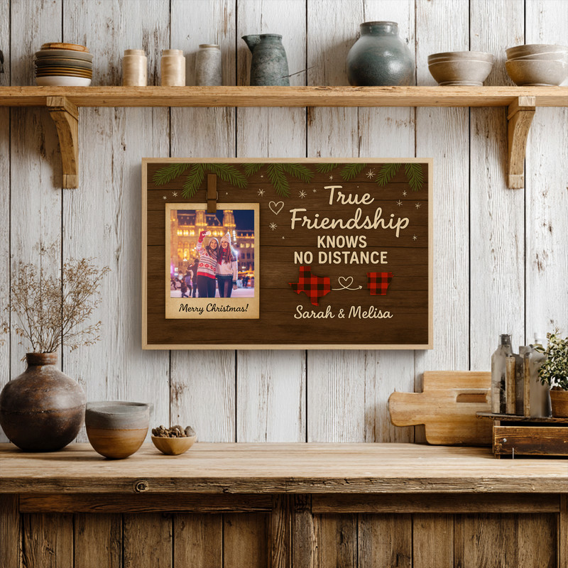 Personalized Rustic Christmas Bestie Gift Canvas Wall Art