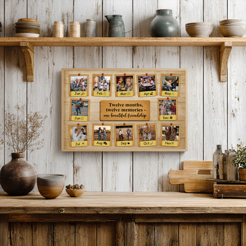 Heartfelt Bestie Photo Collage Canvas - Rustic Friendship Keepsake