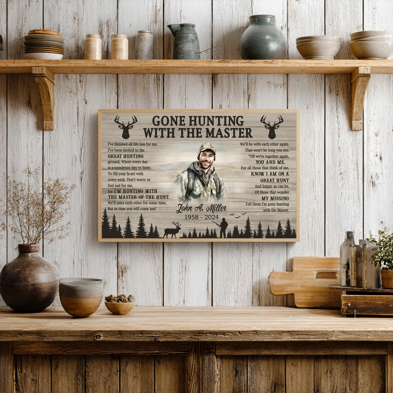 Gone Hunting Memorial Canvas - Personalized Keepsake Gift