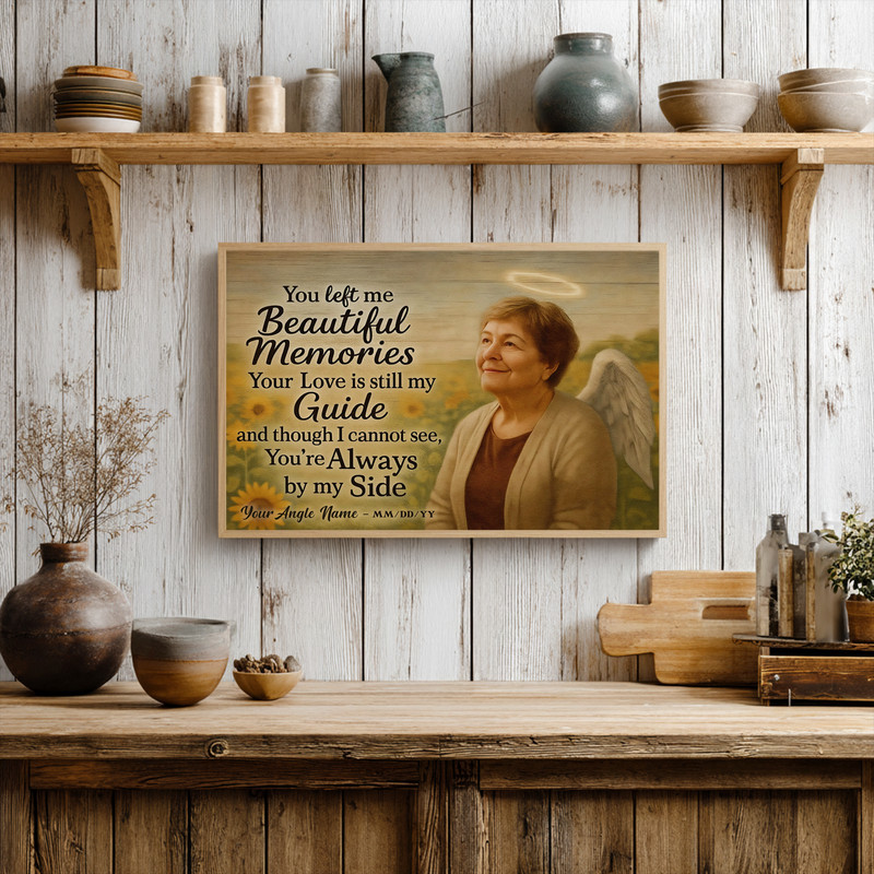 Personalized Sunflower Angel Mom Memorial Canvas Wall Art