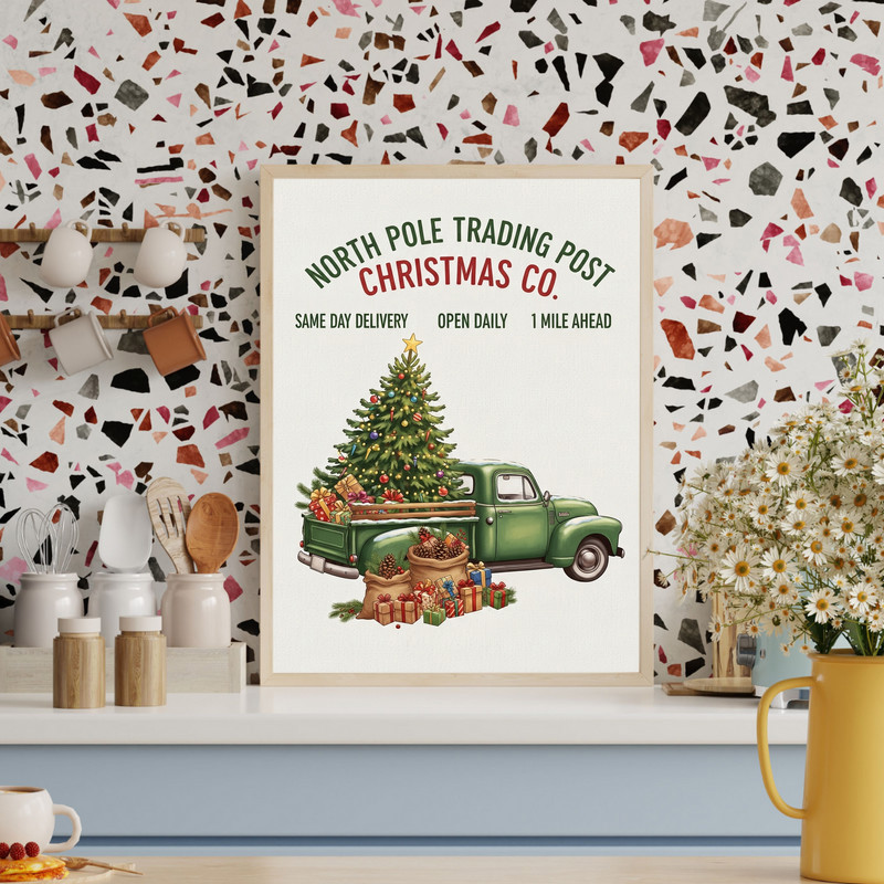 Vintage Thanksgiving truck canvas wall art featuring harvest market pumpkins, nostalgic autumn accent for hallway decor