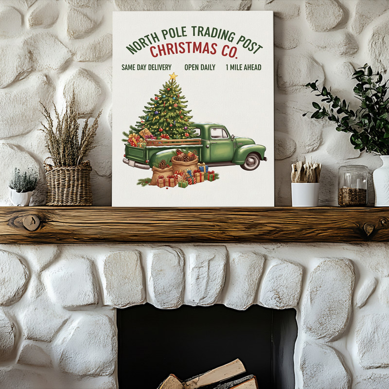 Vintage Thanksgiving truck canvas wall art with harvest market pumpkins, charming fall gift for hosts or family gatherings