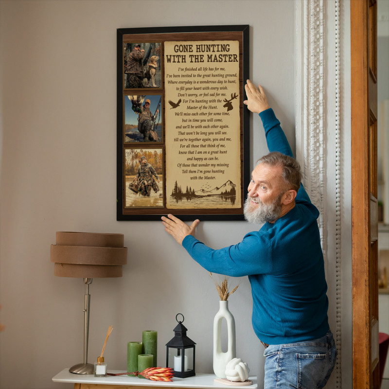 In loving memory hunter memorial canvas wall art, rustic farmhouse style, custom name and years, thoughtful bereavement gift